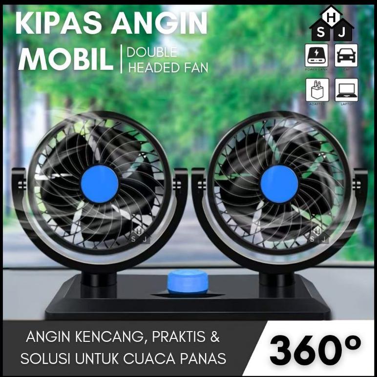 PROMO Kipas Angin Mobil/Kipas Mobil 12/24 Volt Double Fan / Kipas Angin Mobil /Mobil Double-Headed F