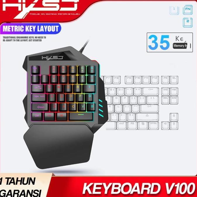 HXSJ V100 One Handed Game Mechanical Keyboard Half Gaming Keyboard RGB Light Lampu Computer Komputer