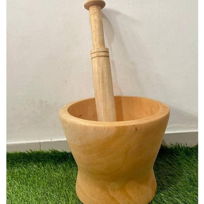 Dulang Cobek Lulumpang Jumbo Set Lumpang Kayu Bonus Alu Dan Centong Kayu Kitchenware HAR