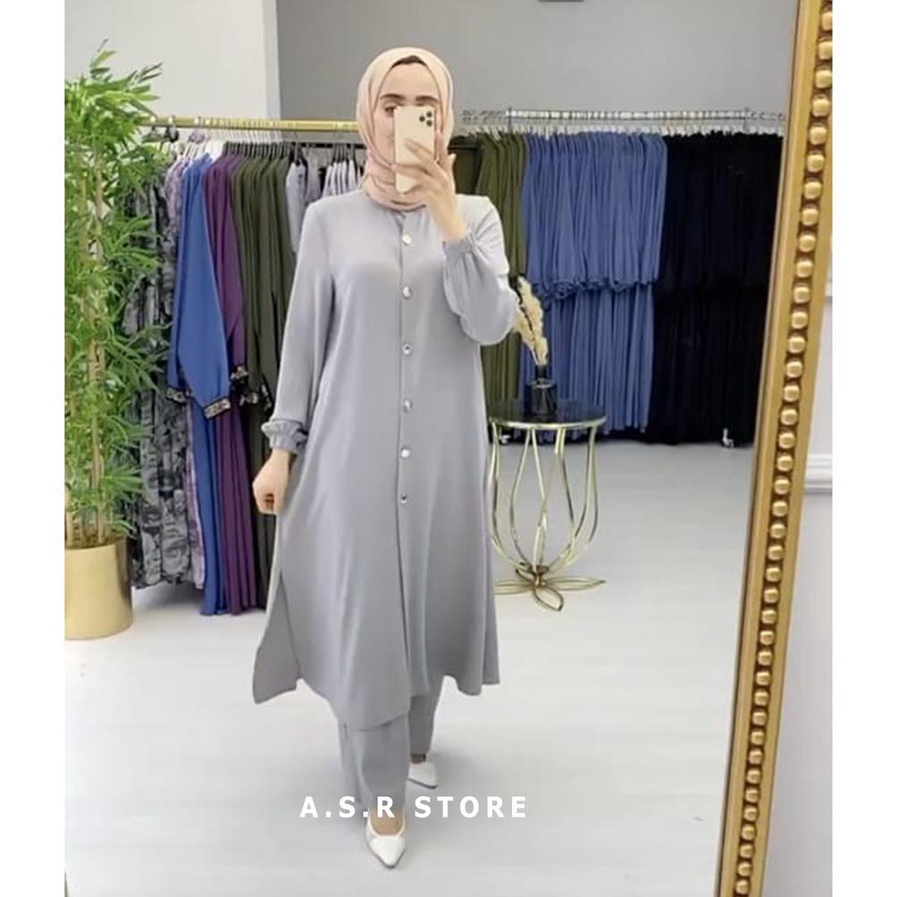 TERBARU ONE SET GOLDISH DAILY BUSUI LONG TUNIK MUSLIM SUDAH TERMASUK CELANA SIZE KUMPLIT S M L XL XX
