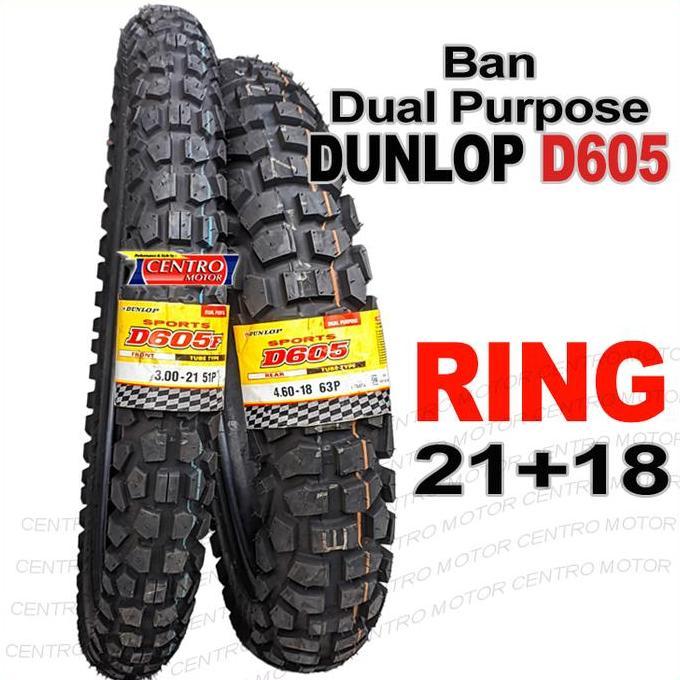 Terlaris Dunlop D605.Paket Ban Dual Purpose Crf, Klx Bf, Wr155.Ring 21+18. Motorcycle  Trail