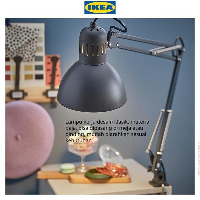 Bisadisini- Ikea Tertial Lampu Meja Kerja Abu-Abu Tua Minimalis Baja