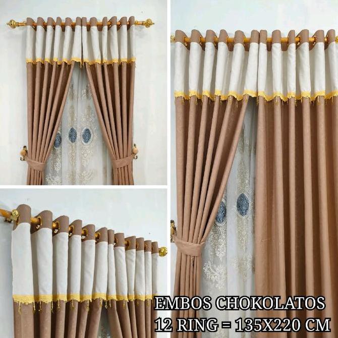 Dimari- Gorden Renda Poni Kain Embos Polos Warna Green Tea Desain Mewah | Tirai 135X200 135X220 135X