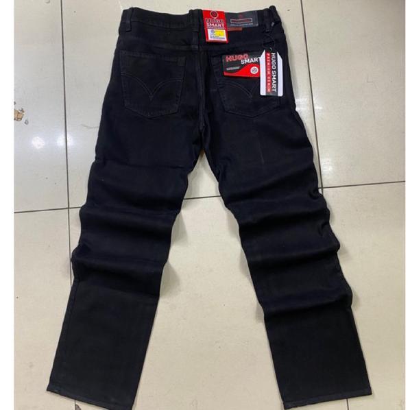 NEW celana jeans panjang pria hugo model standar reguler Denim polos hitam pekat fashion pria origin