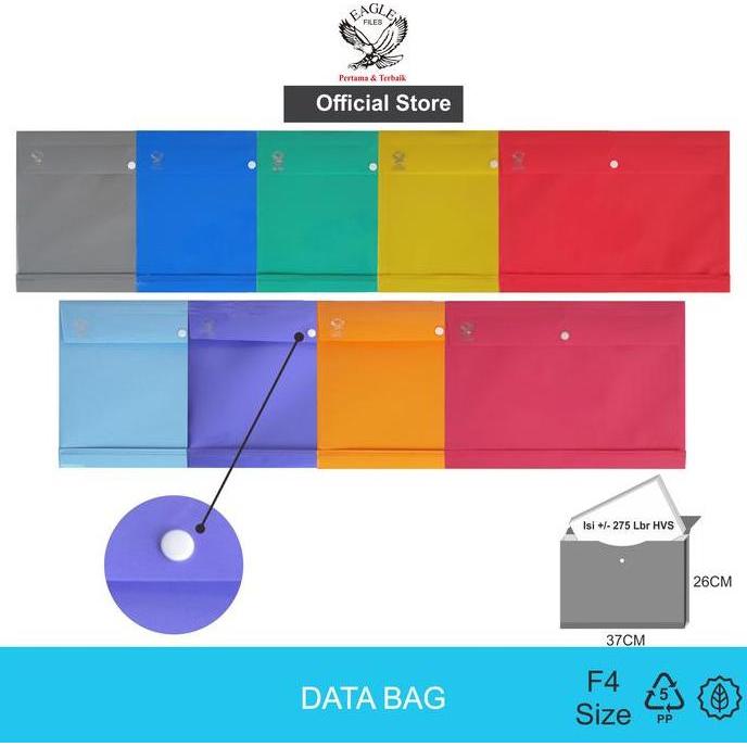 Dicdoc- Eagle Files Map Plastik Kancing Opaque Folio (F4) / Map Dokumen / Data Bag Solid