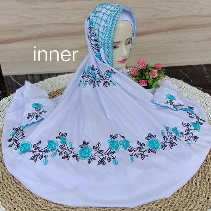 Disiniaja- Mukena Terusan Dewasa Plus Inner Putih Bunga Cantik Tebal Nyaman