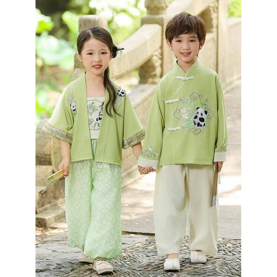 Termurah / Hot Sale Cheongsam Kimono Oriental Hanfu Couple Anak Cowok Cewek Japanese Style Green