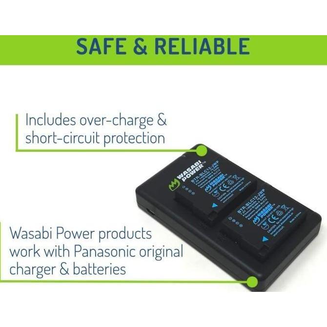 TERLARIS - Wasabi Power Battery & Charger for Panasonic DMW-BLC12 DMW-BLC12E DMW BLC12E BLC12 Lumix 