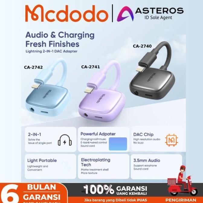 Mcdodo Splitter iPhone Lightning to Jack 3.5mm + Lightning Audio Mic