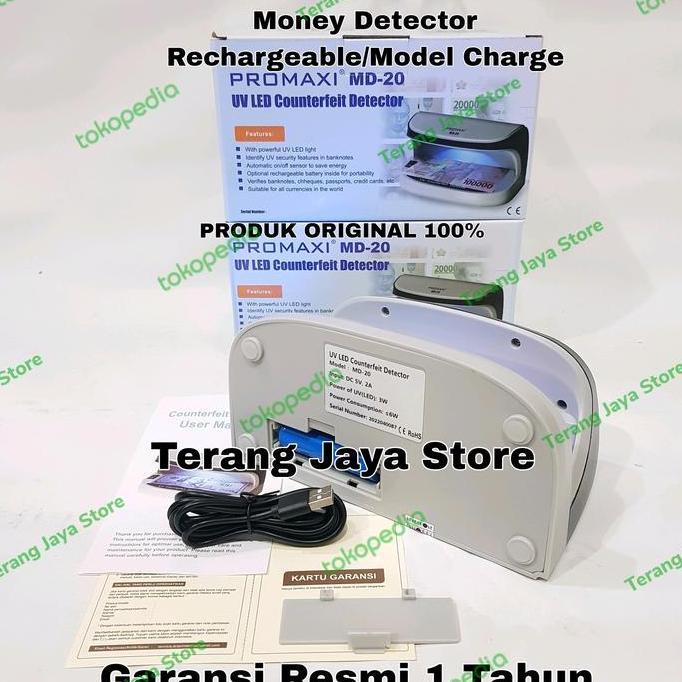 Troffice- Money Detector Promaxi Md-20 Lampu Uv Deteksi Uang Kertas Promaxi Md20 Uv Lamp Detector