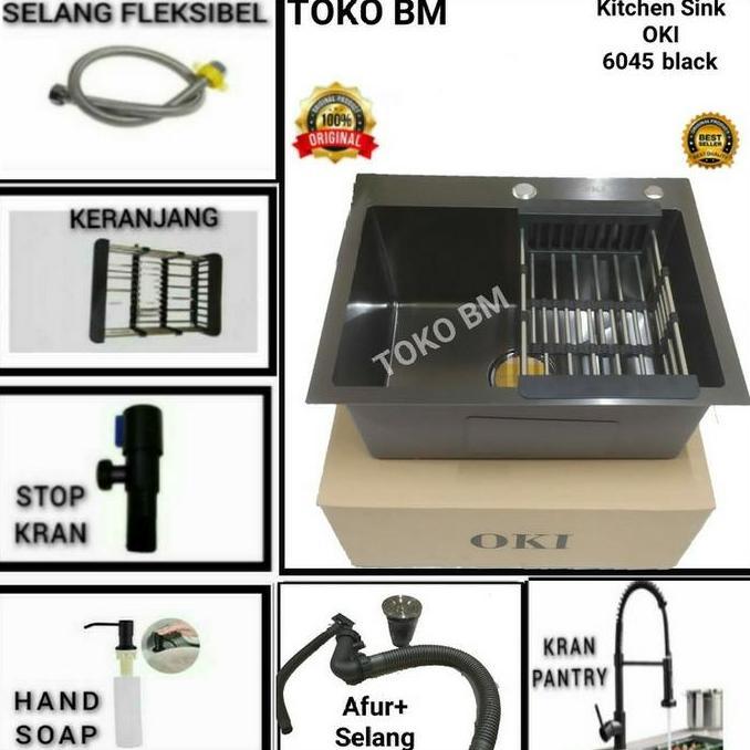 Washyt- Kitchen Sink Black 6045 Oki/Kitchen Sink 6045 Hitam/Kitchen Sink Black