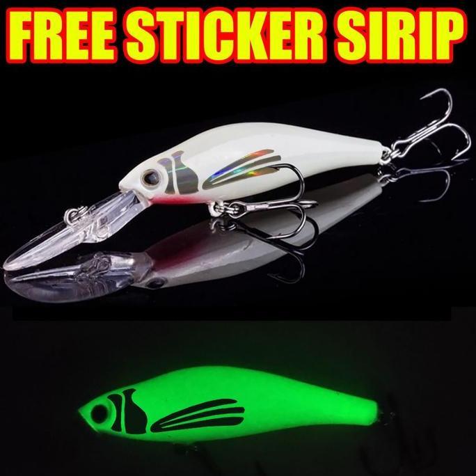 FINESSE Umpan Pancing Minnow Lidah Panjang Gratis Stiker Sirip GID Glow in The Dark Deeper Swimmer C