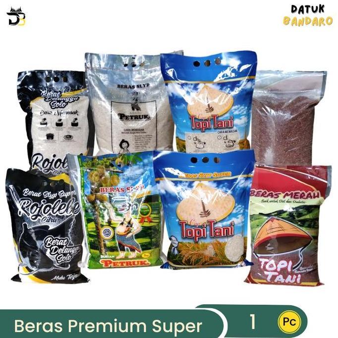 Beras 5 kg Rojolele Bunga Ramos Bmw Daun Suji Petruk Merah 5kg Nasi Bubur Rice Food Pandan Wangi Put