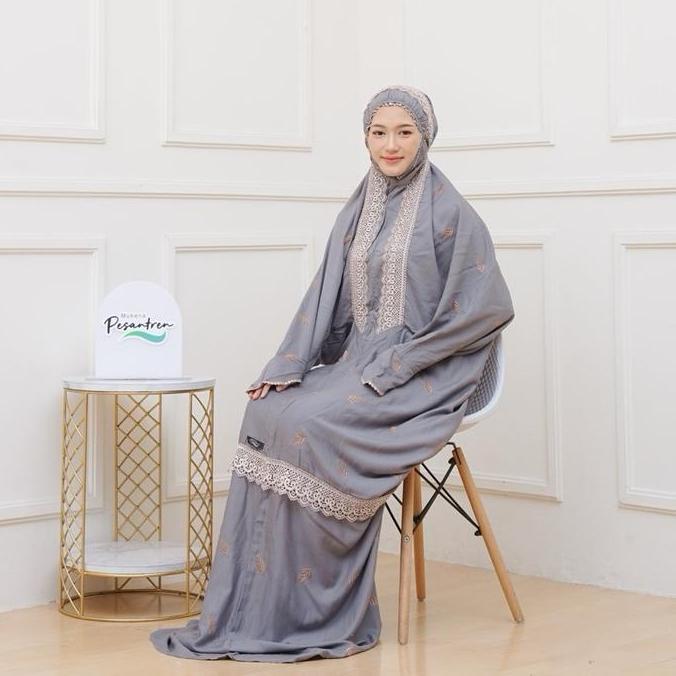 Disiniaja- (Best Seller) Mukena Lajuran  Dewasa Rayon  Bordir Cemara  Cantik Terlaris