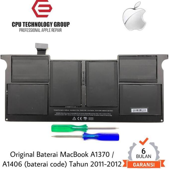 Original Baterai MacBook Air 11 inch A1370 / A1406 Tahun 2011-2012