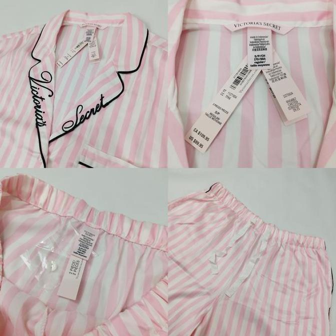 Ready stock Victoria Secret Glazed Satin Long Pajama Set Original Piyama Baju Tidur dan Santai Wanit