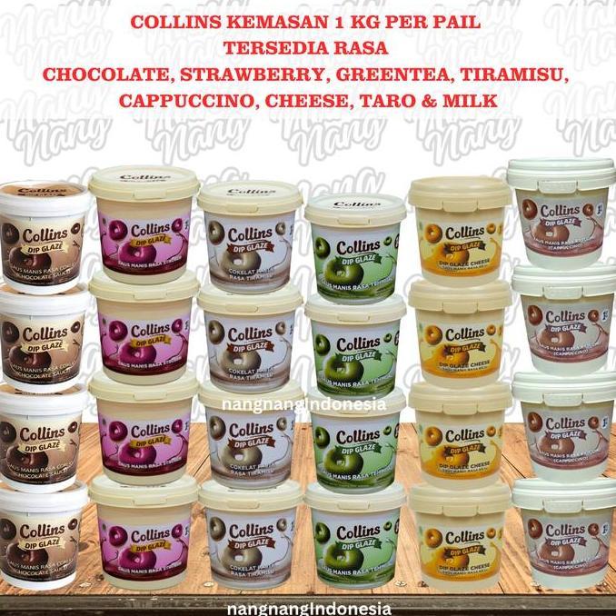 COLLINS DIP GLAZE RASA STRAWBERRY KEMASAN 1 KG PER PAIL | SAUS MANIS SELAI STOBERI | SPREAD BUAH KEM
