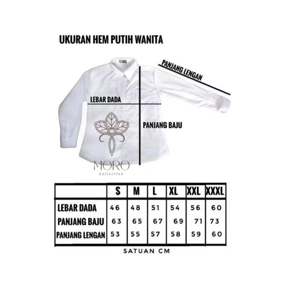 DISKON KEMEJA WANITA PUTIH LENGAN PANJANG -  BAJU KEMEJA PUTIH WANITA HEM KANTOR  FORMAL BAJU OSPEK 