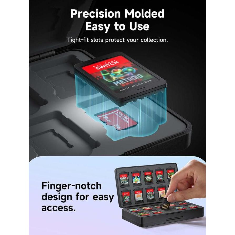 JSAUX BG0118 Switch 2 Game Card Case Game Cartridge Casing for Switch Oled Switch Lite Switch V2 mur