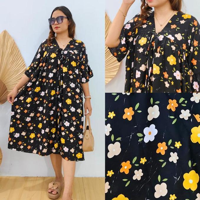 Ready stock ORIANI - Talia Dress Daster JUMBO Big Size LD 120-145cm, Bahan Rayon Viscose, Adem Lembu