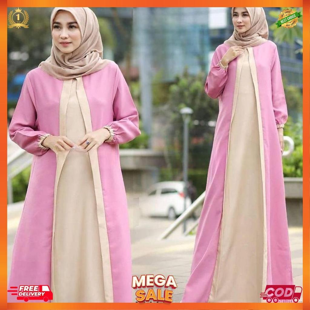Baju Gamis Wanita Terbaru Gamis Dewasa Kekinian Modern 2021 Wanita Dress Zoe Maxy [L6]