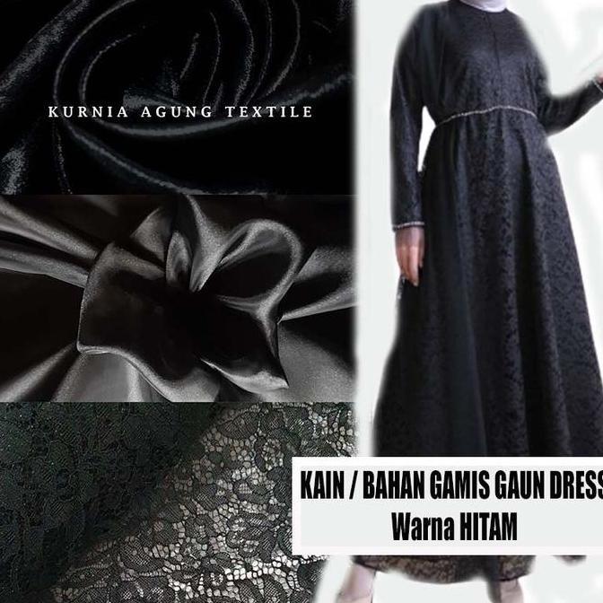 MD92 }} Kain Warna Hitam Polos Satin England Soft Tile Brokat Glitter Organza Organdi Kain tile Glit
