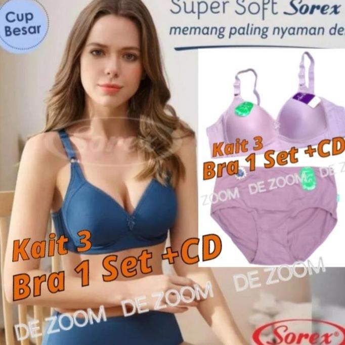 Bra Set Sorex Cup C Besar Tanpa Kawat Kait 3 Busa Sedang