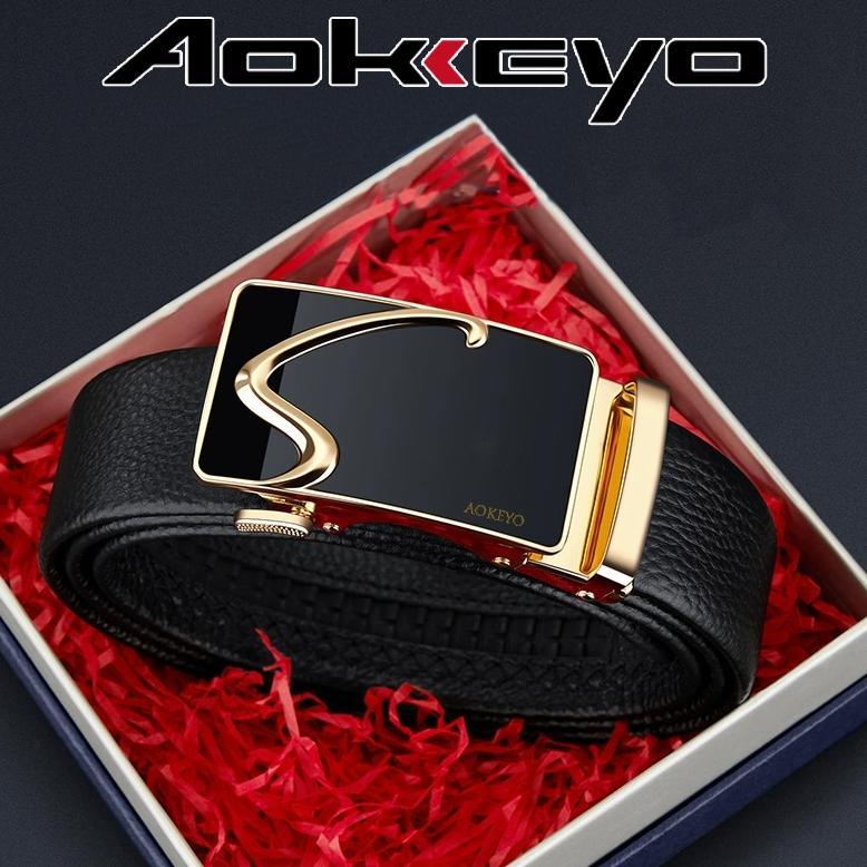 Sabuk Pinggang Pria Hitam Belt Pria Gesper Otomatis 100% Tali Pinggang Pria Kulit Asli For Bisnis/Ka