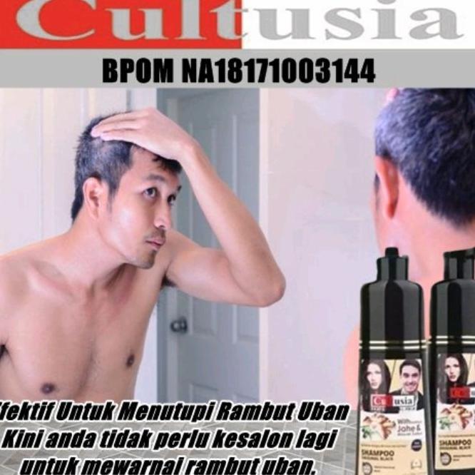 Cultusia shampo penutup uban Extract Kering Hitam Black Penghitam Zaitun sampo cultusia uban