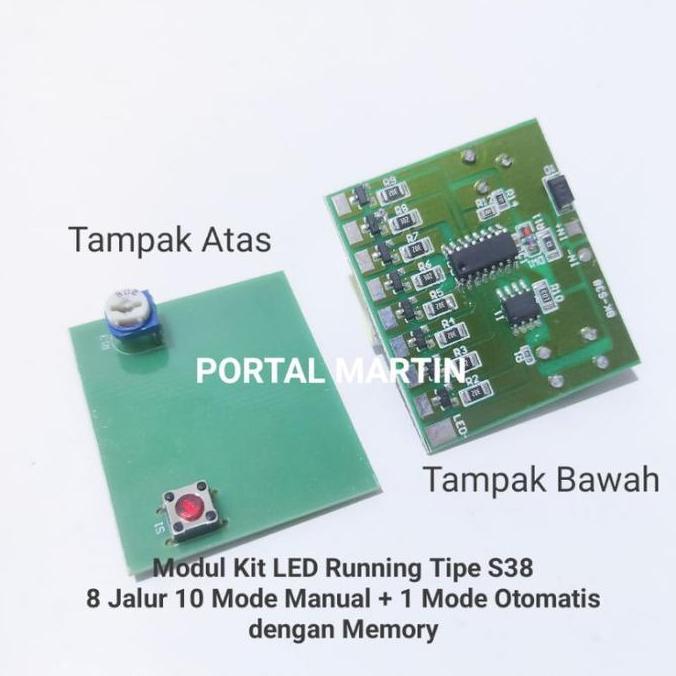 Modul LED Running S38 8 Jalur 8TR 10 Mode Kedip dengan Memory