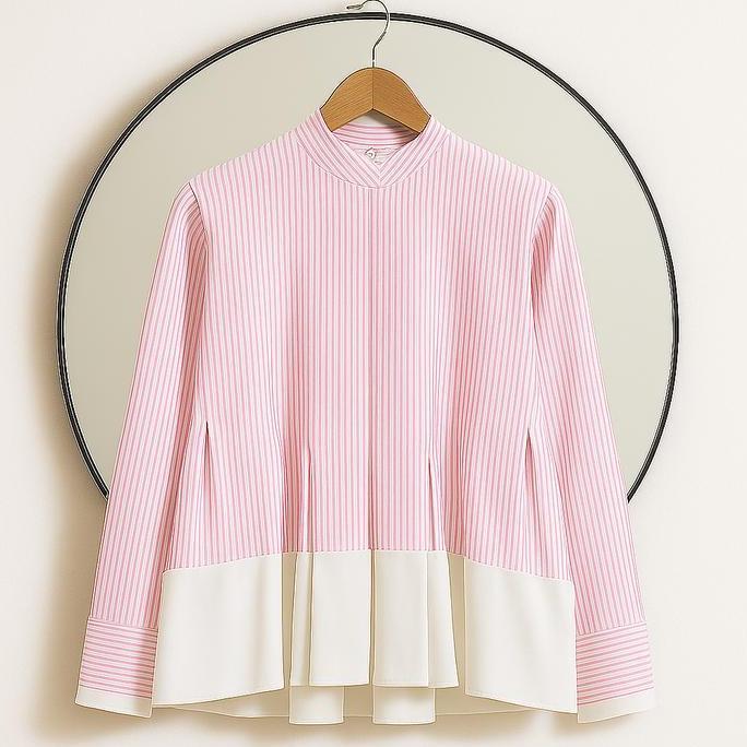 Iyakirim- Lbitz - Lumy Top Shirt Blouse Stripe Salur Wanita Casual Blouse Atasan Panjang Kemeja Wani
