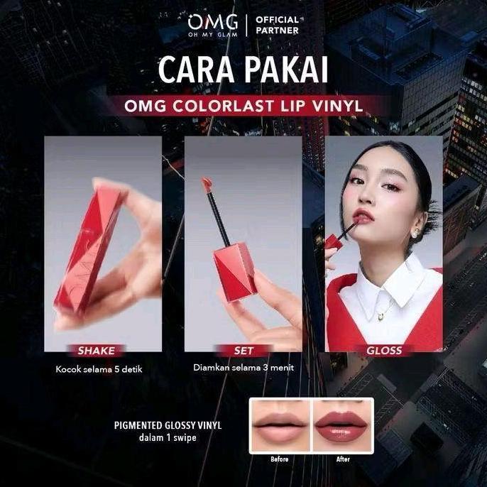 Papupi- Original Bpom Omg Oh My Glam Colorlast Lip Vinyl Gloss Lipstik Glaze