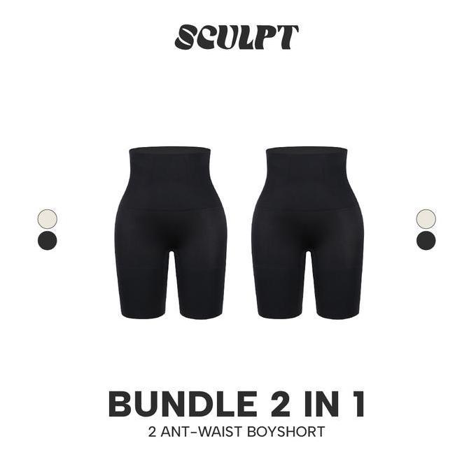Wmn- Bundle Sculpt 2 Ant-Waist Boyshort Korset Perut Boxer Seamless Wanita