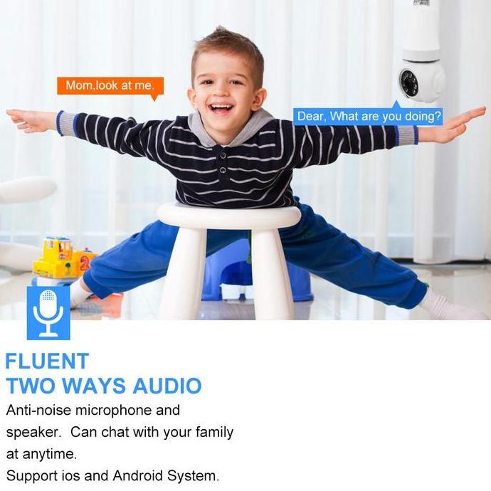 Agent- 8Mp Cctv Wifi Ip E27 Lamp Bulb Bohlam Lampu Kamera Q26 App V380 Pro Led Camera Support Onvif