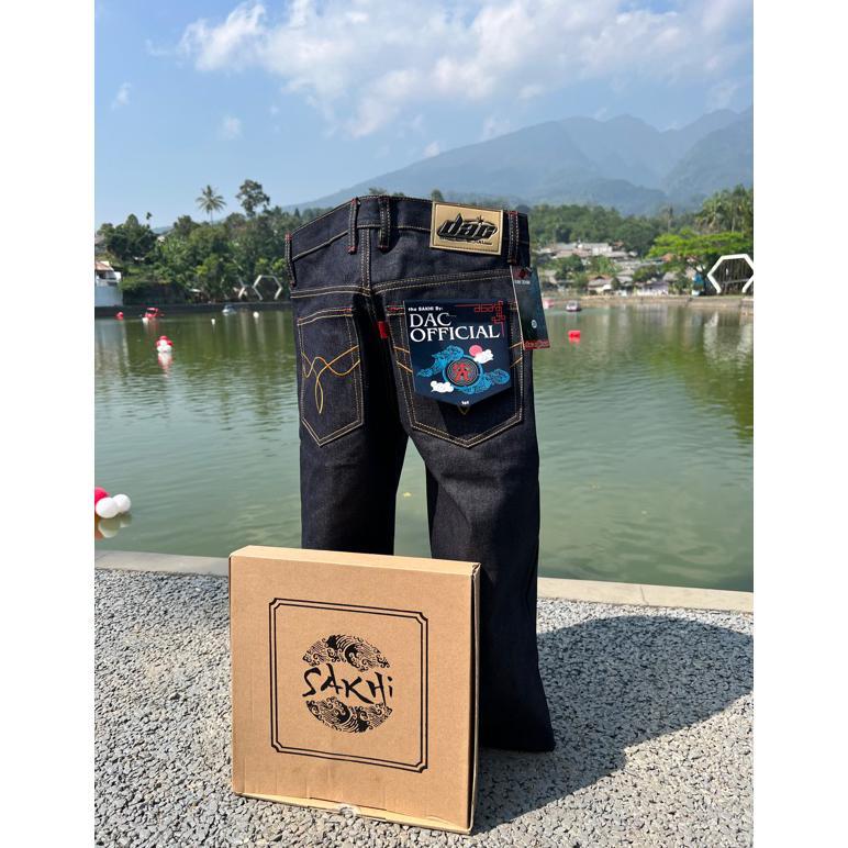 hot celana denim selvedge accent 16 oz art sakhi/ raw denim/selvedge pria
