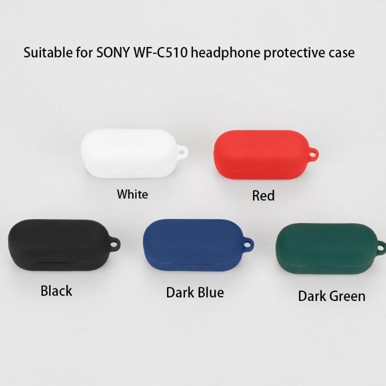 sale CaseCasingCoverSiliconeProtectiveSony Tws WF-C510 / WFC510 + CarabinerEarphoneCaseSiliconeCaseu