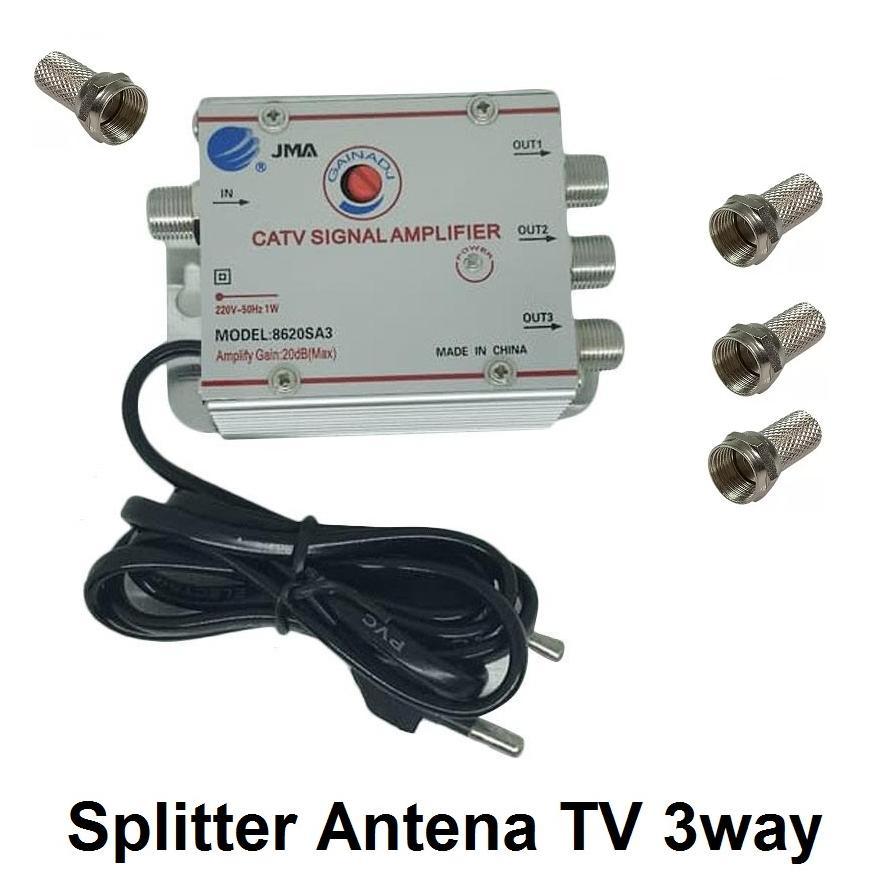 TERBARU Splitter Booster Antena TV Cabang Antena Pararel CATV Signal Amplifier