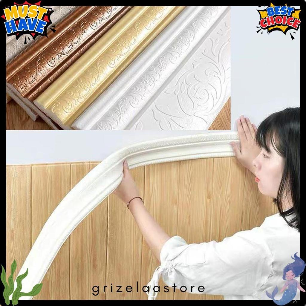 [Tebal] Wall Border List Foam 3D 8Mm Wallpaper Tebal List Dinding Border Plafon Stiker Dekorasi Dind