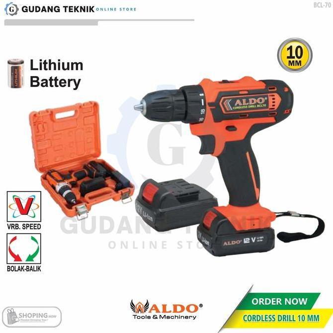 GRASSSTEKNO Mesin BOR CORDLESS Drill Impact 10 mm ALDO BCL-70 / BOR BATERAI PLUS SET CORDLESS DRILL 