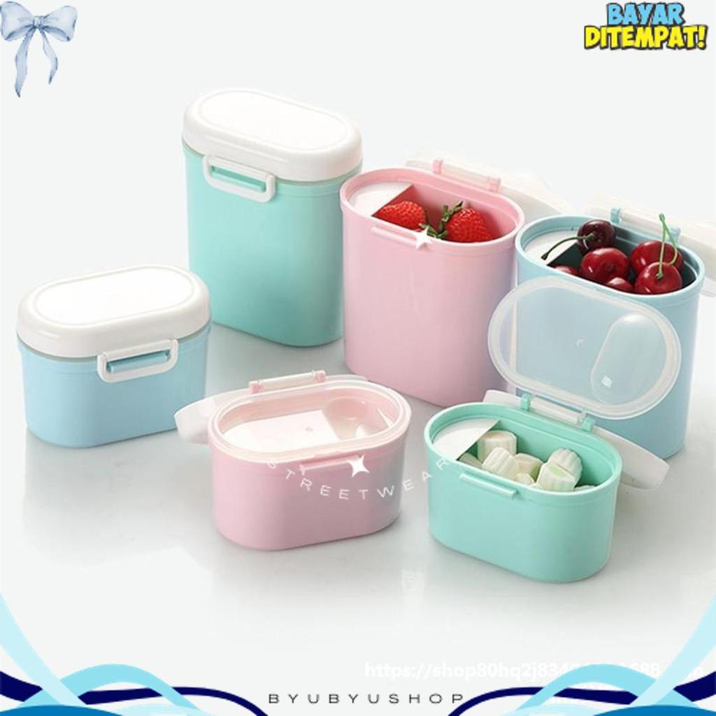 Wadah Tempat Penyimpanan Susu Bubuk Bayi + Sendok Kotak Makanan 220Gr / 440Gr Portabel Rs0