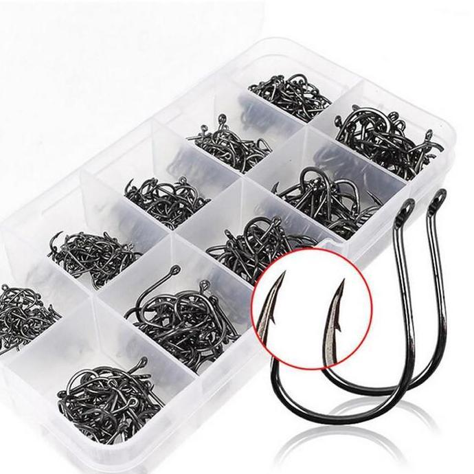 RETEKNO Kail Pancing bahan Baja karbon ,Kail Pancing Ikan Tajam No 3-12 Set Mata Kail Pancing Bahan 