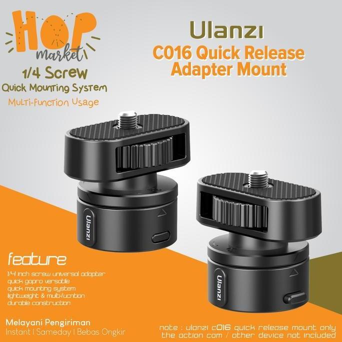 ULANZI C016 Magnetic Quick Release 1/4 Screw Adapater Tripod Mount for Kamera / LED / Mic / Clip HP 