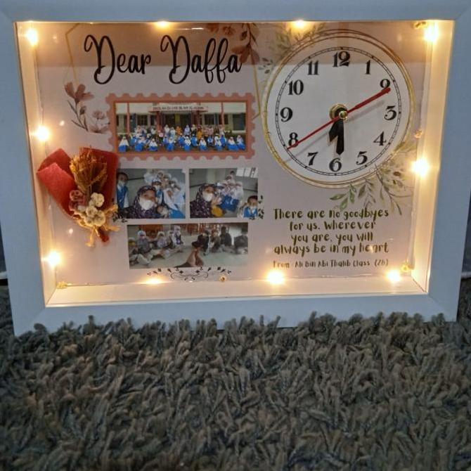 Sehari Jadi Frame 3D Lampu LED 35x25 cm & Jam/Buket foto/Flower in frame 3D/premium/Buket Bunga/gift