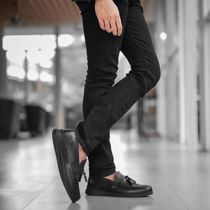 Kenzios Sepatu Formal Pria Kulit Asli Vasco Black Series