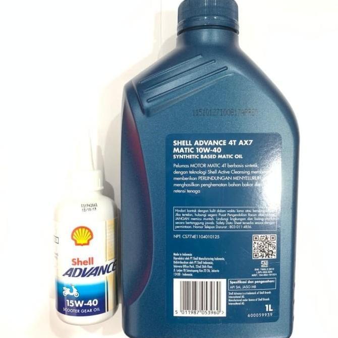 Olinol- Paket Oli Shell Ax7 Matic 1 Liter Dan 1 Gardan 100% Original Shell
