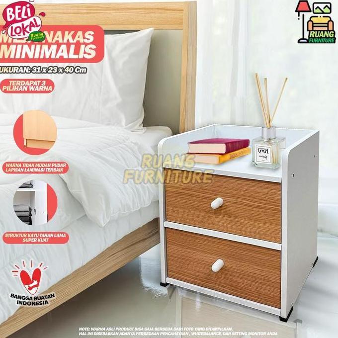 Nandiaoktaverisyah - MEJA NAKAS 2 LACI MINI MEJA KAMAR TIDUR MINIMALIS PORTABLE