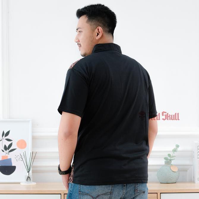 Xxxy- Red Skull Kaos Kerah Polo Katun Batik Burung Batik Solo Ada Saku Kaos Pendek Pria Baju Dewasa 