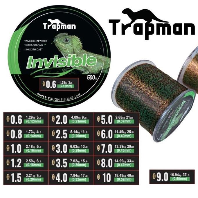 Fishx- Trapman Senar Pancing Kamuflase Bunglon 500 Meter Speckle Hijau Bintik Invisible Fishing Line