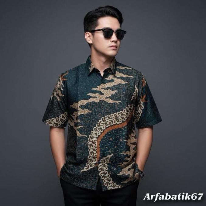 CAKRA HIJAU EMERALD Kemeja batik pria lengan panjang katun prima premium lapis furing hero ready ser