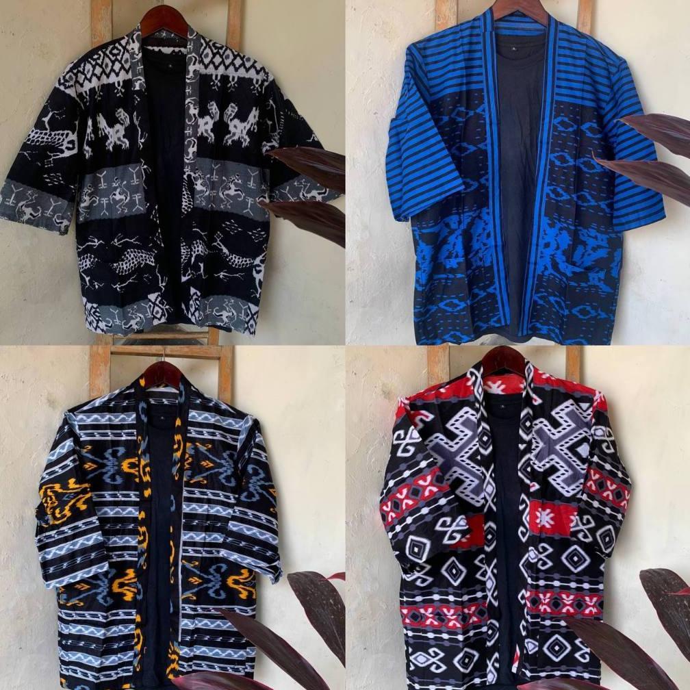 NEW ARRIVAL Wolv Kimono Outer Unisex Loose Casual Lengan Pendek Outer Cardigan Jumbo Pria Etnik Oute